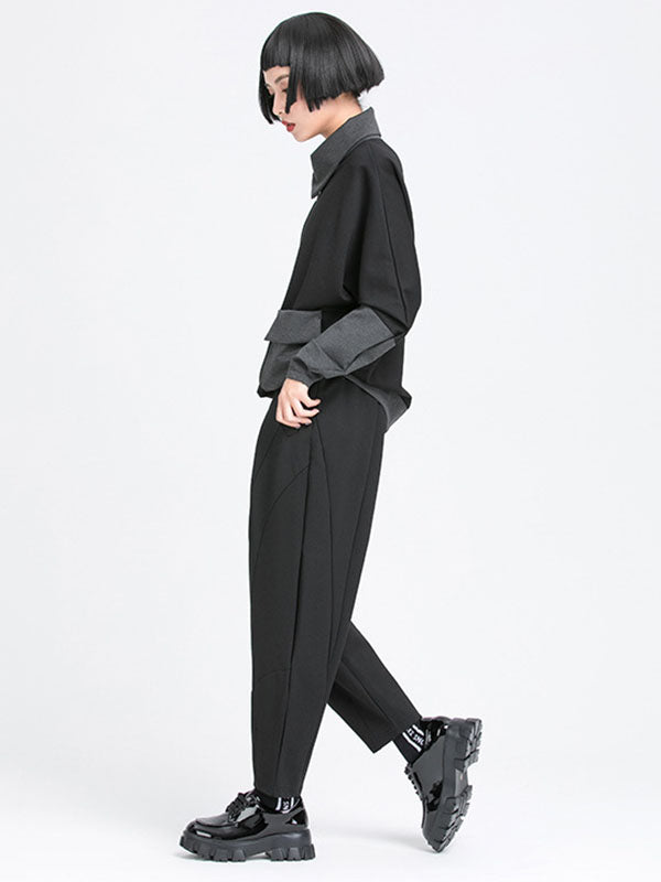 Pantalon sarouel simple, ample, élastique, couleur unie, décontracté