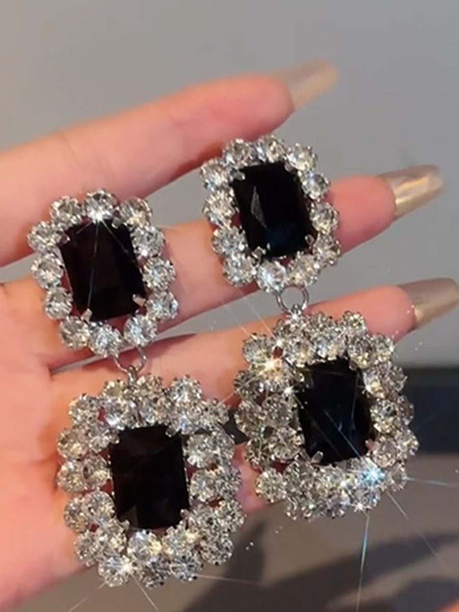 Rhine Stones Split-Joint Water Drop Earrings Accessories