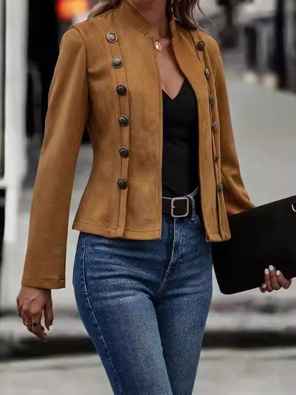 Vêtements d'extérieur amples à manches longues, boutonnés et à col montant fendu