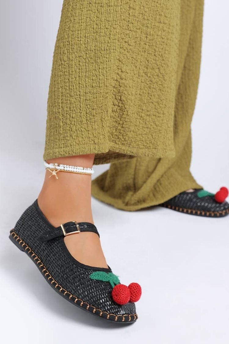 Cherry Accent Mary Jane Flats