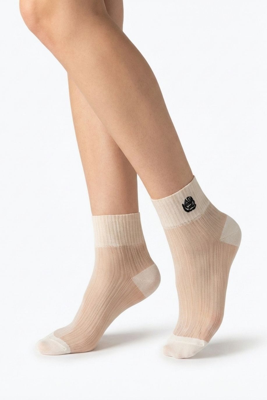 5-Pack Sheer Rose Embroidered Sock