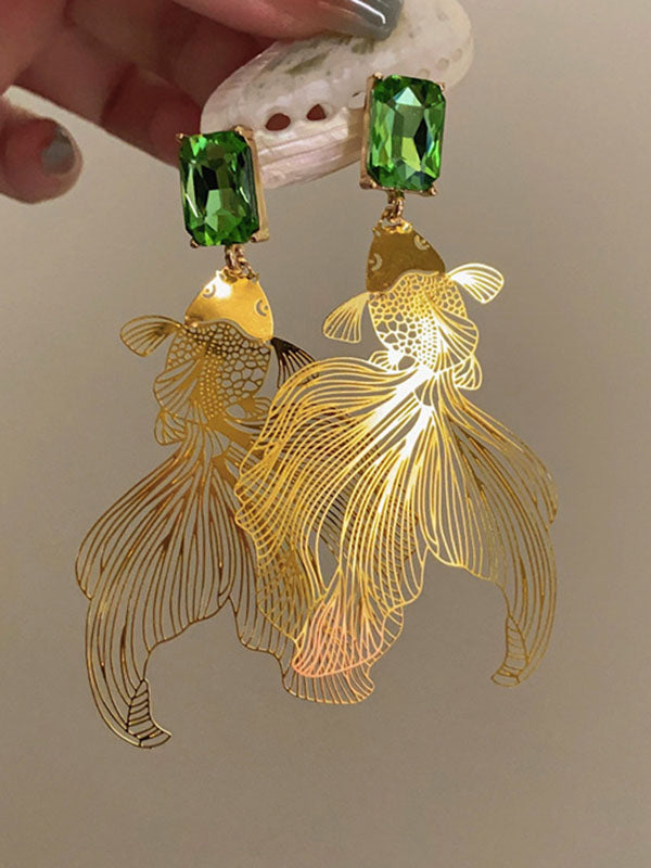 Animal Shape Rhine Stones Drop Earrings