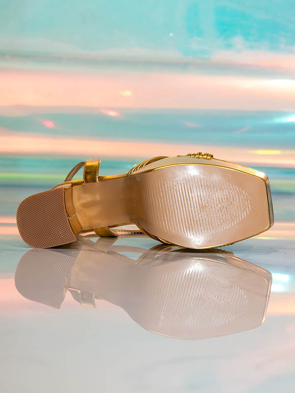 Open Toe Pleated Split-Joint Platform Shoes Pumps Sandals