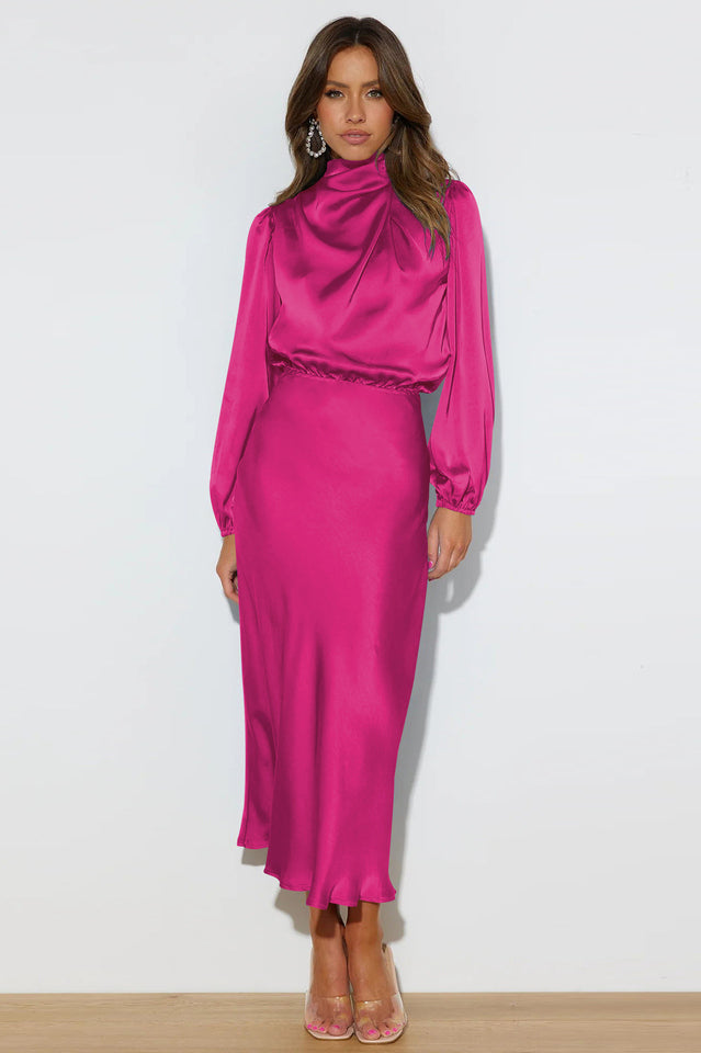 From The Source High Neck Bridal Dress Fuchsia