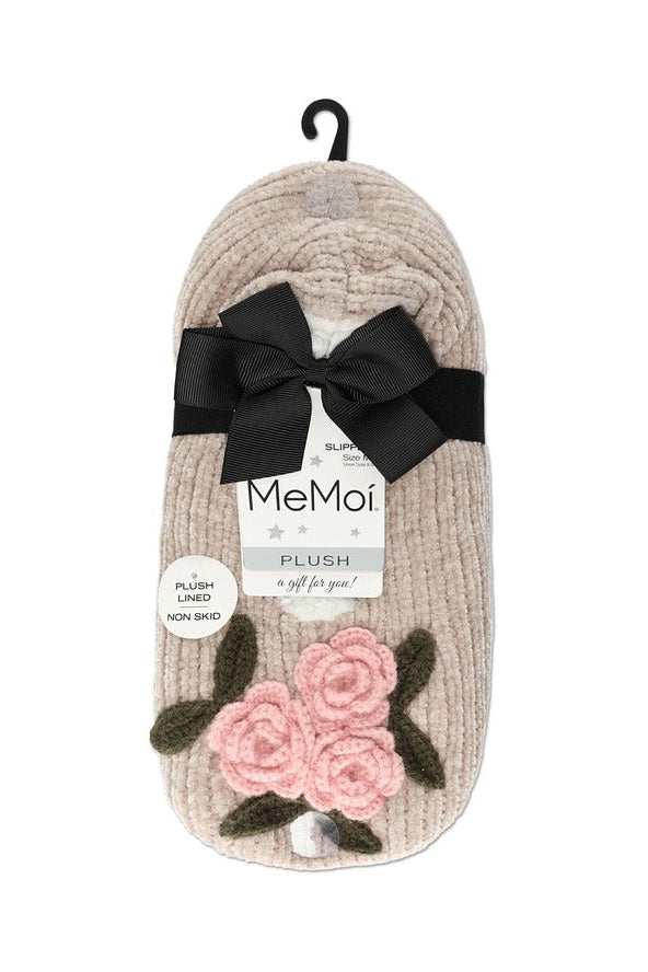 Coming Up Roses Chenille Sherpa-Lined Slippers