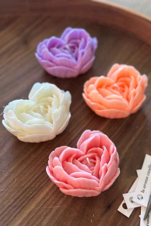 Unique Rose Design Candle, Set of 2