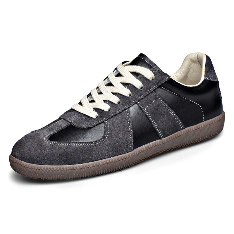 Men Leather German Army Trainers | Casual Walking Shoes | Jogging Sneakers | Tennis Trainers black