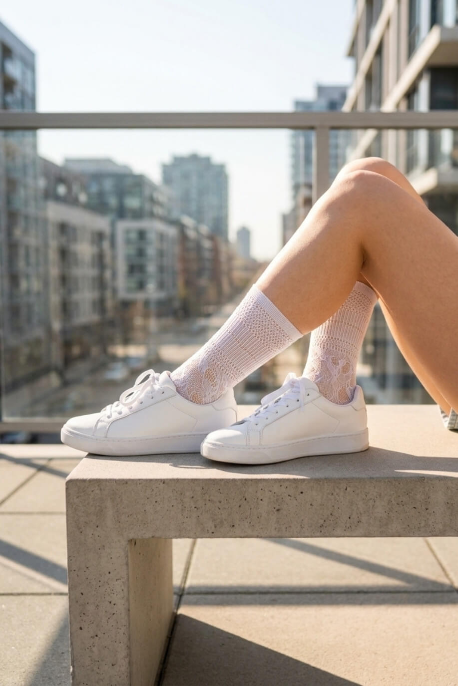 Sheer Floral Lace Crew Socks