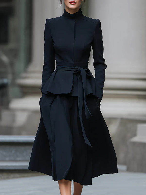 High Waisted Loose Pockets Solid Color Skirts Bottoms