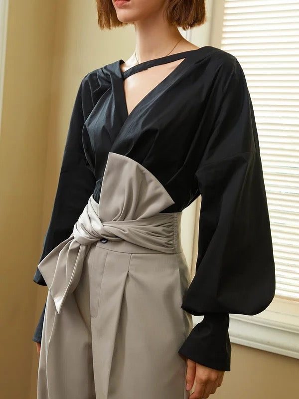 High Waisted Buttoned Pleated Pockets Solid Color Pants Trousers