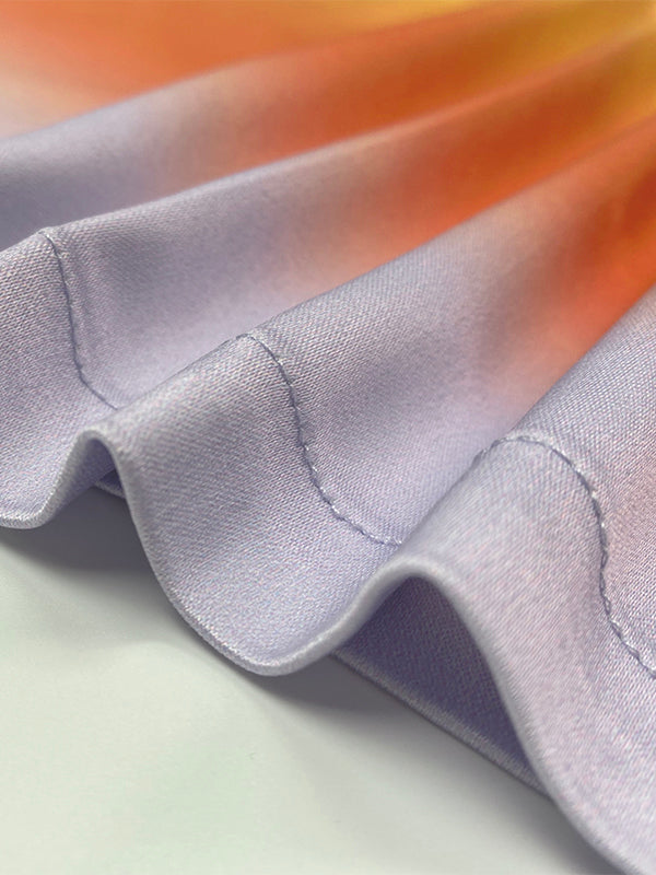 High Waisted Loose Gradient Pleated Split-Joint Pants Trousers