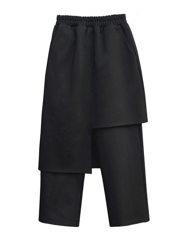Pantalon décontracté à deux couleurs unies et irrégulières, création originale