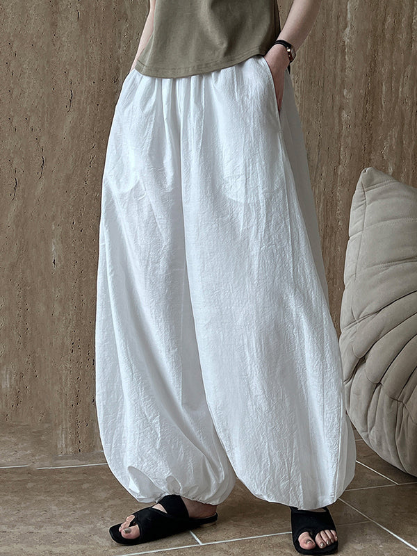 Haremshose mit hoher Taille, Elastizität, einfarbig, Hose mit geteiltem Gelenk