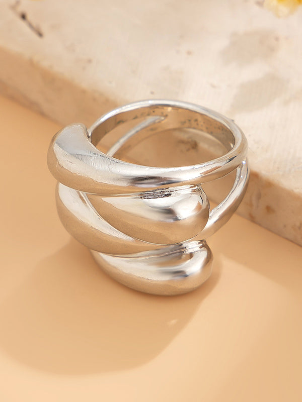 Geometric Shiny Solid Color Rings Accessories SILVER One_size