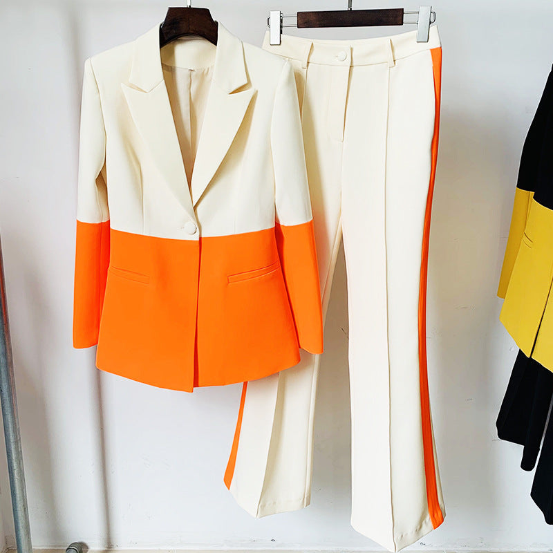 DERIN Multicolor Bodycon Suit WHITE - ORANGE