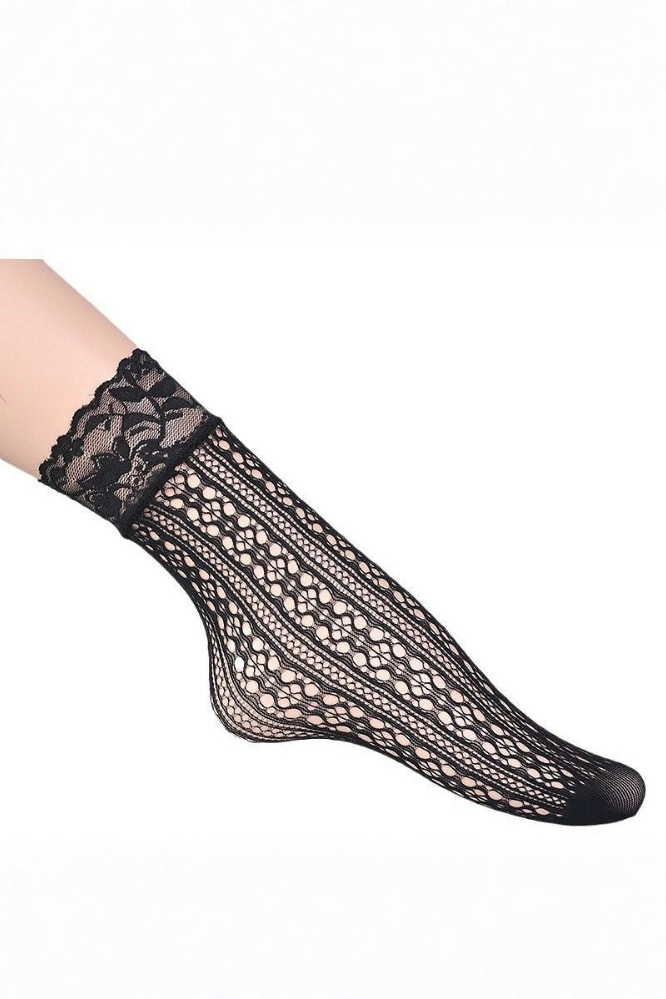 3-Pack Floral Diamond Lace Fishnet Socks