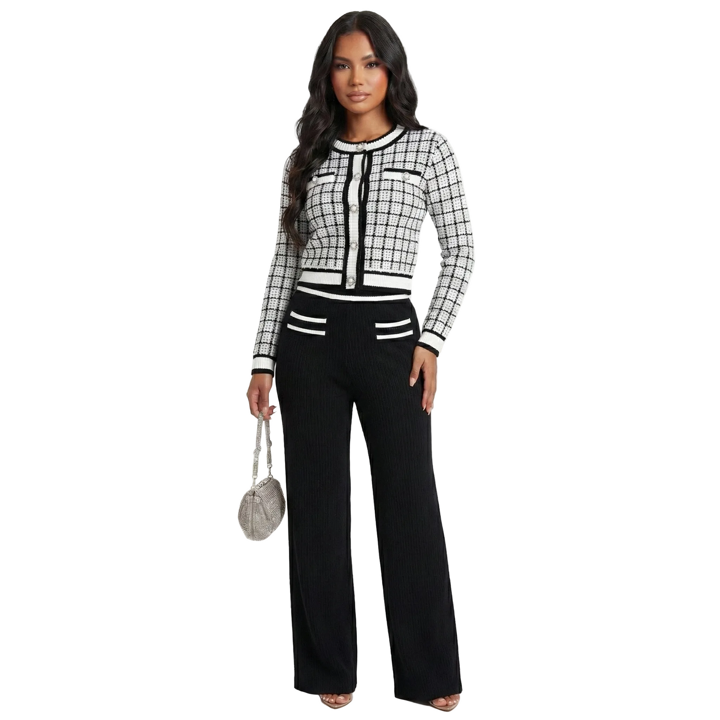 ZADIQUE Tweed Luxury Bodycon Set BLACK