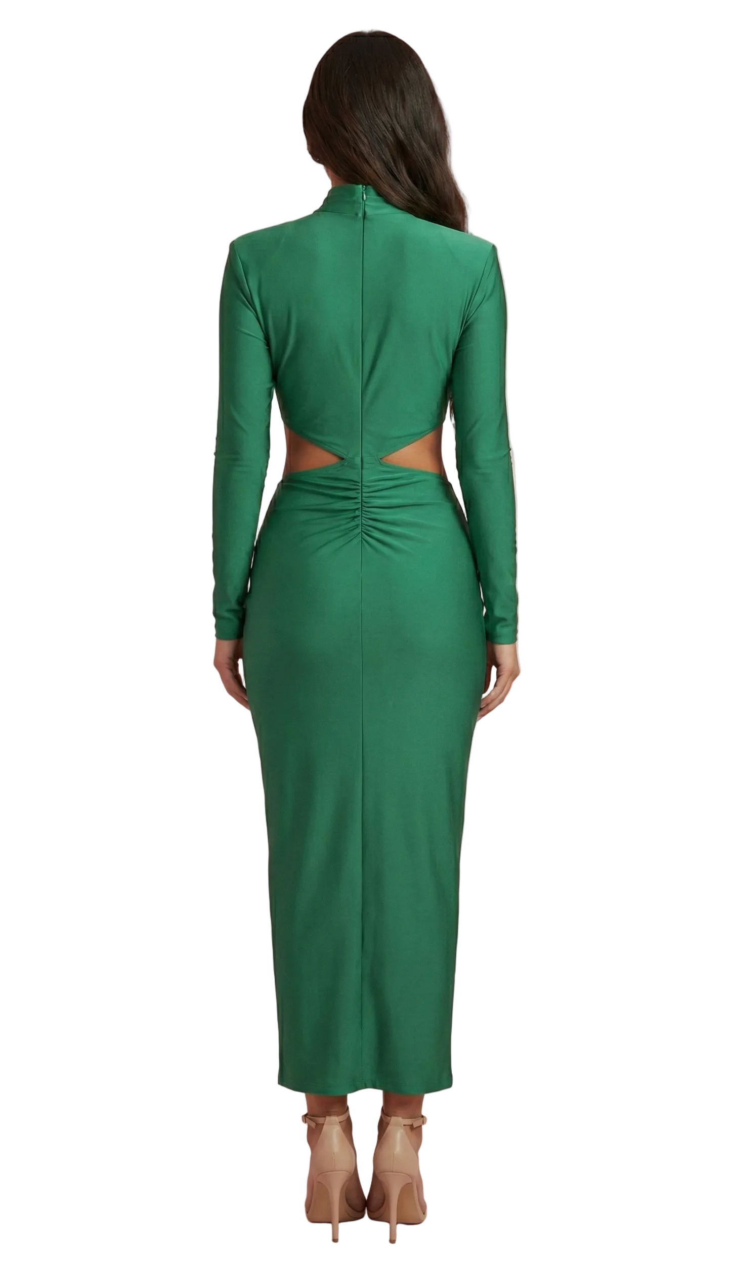 LOAN Green Cut-Out Maxi Dress with Crystal Detail