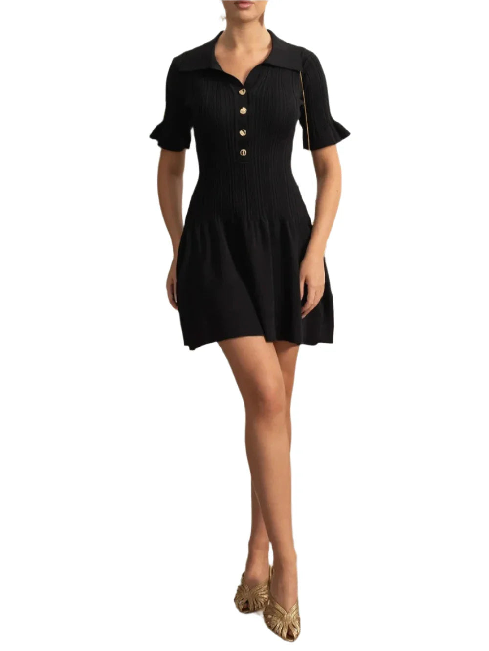 KATY Knit Flare Bodycon Dress BLACK