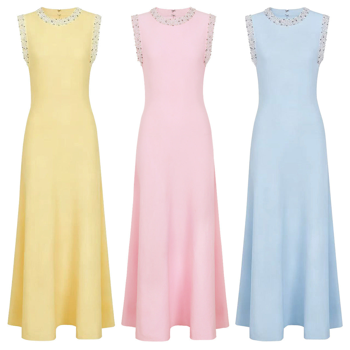 ANGE Knit Embellished Sleeveless Formal Dress
