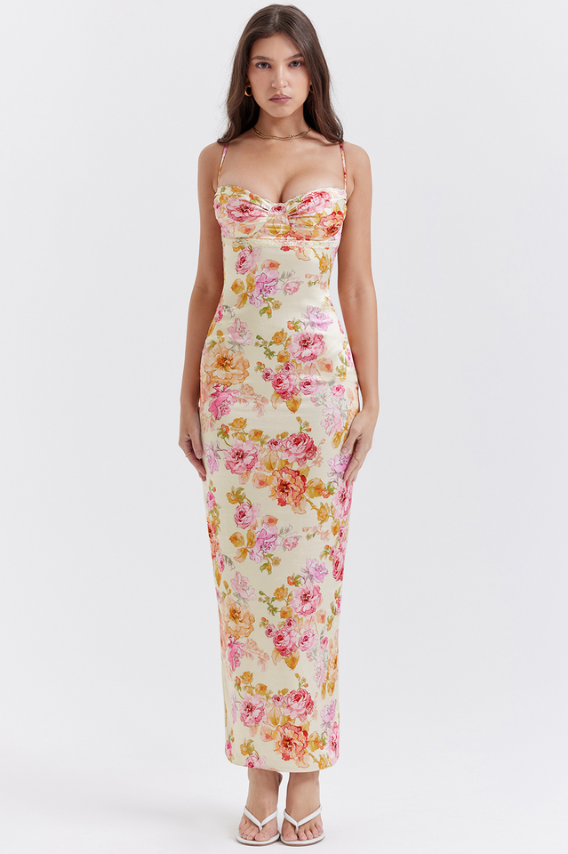Josefina Ivory Floral Maxi Dress Ivory Floral