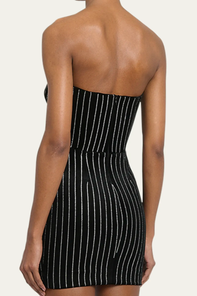 Strapless Mini Dress in Crystal Velvet