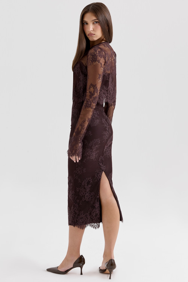 Larra Chocolate Lace Bra with Waistcoat