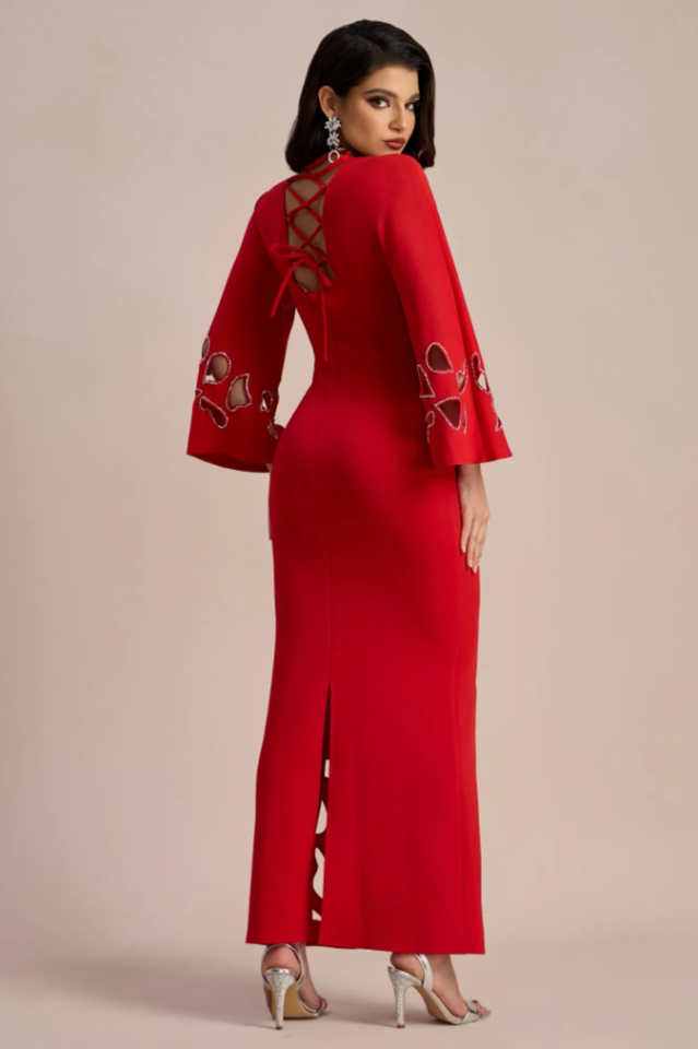 Sharon Long Sleeve Hollow Maxi Dress