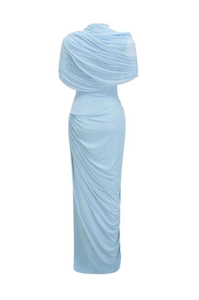 Catherine Asymmetrical Pleated Maxi Dress
