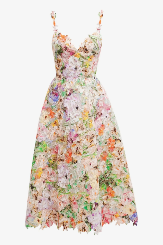 Diana Floral Embroidered Lace Midi Dress
