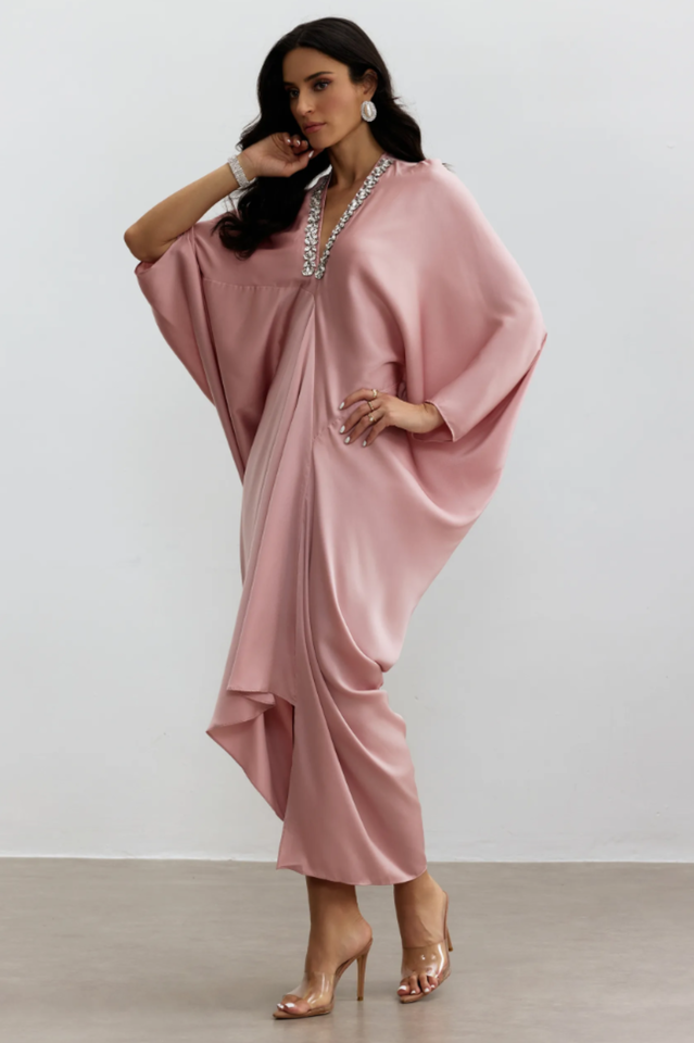Tasha Embellished V Neck Maxi Kaftan