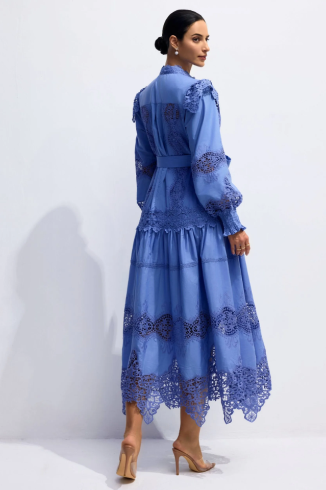 Alina Embroidered Lace Midi Dress