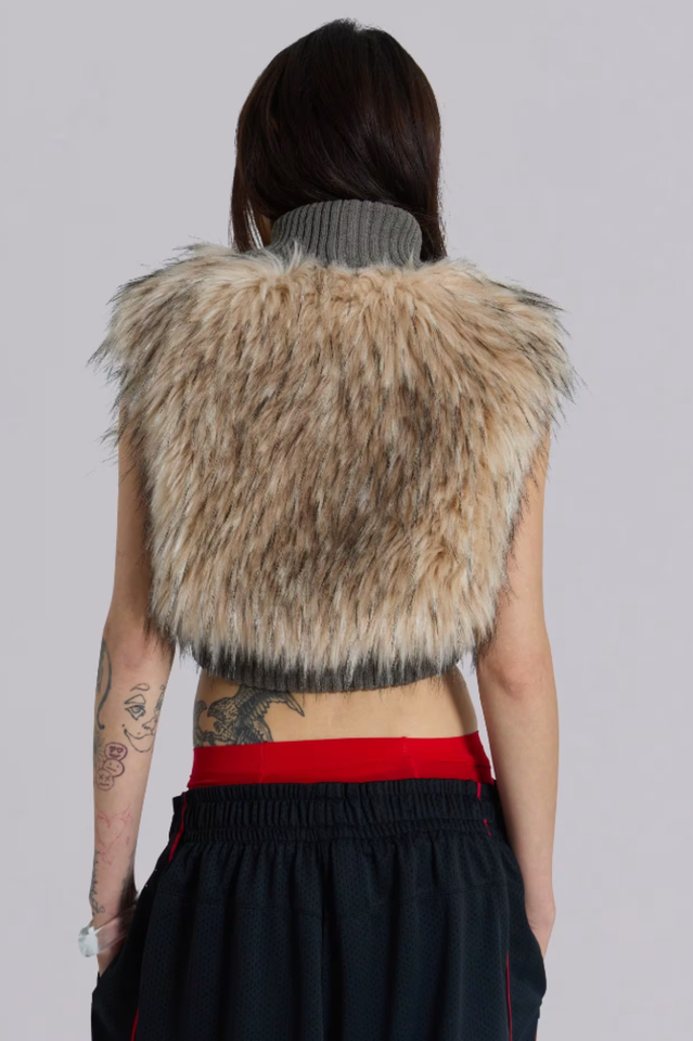 Meka Faux Fur Knit Shrug