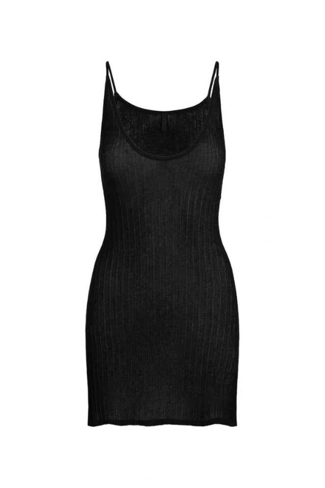 Skims Sheer Knit Plunge Mini Dress