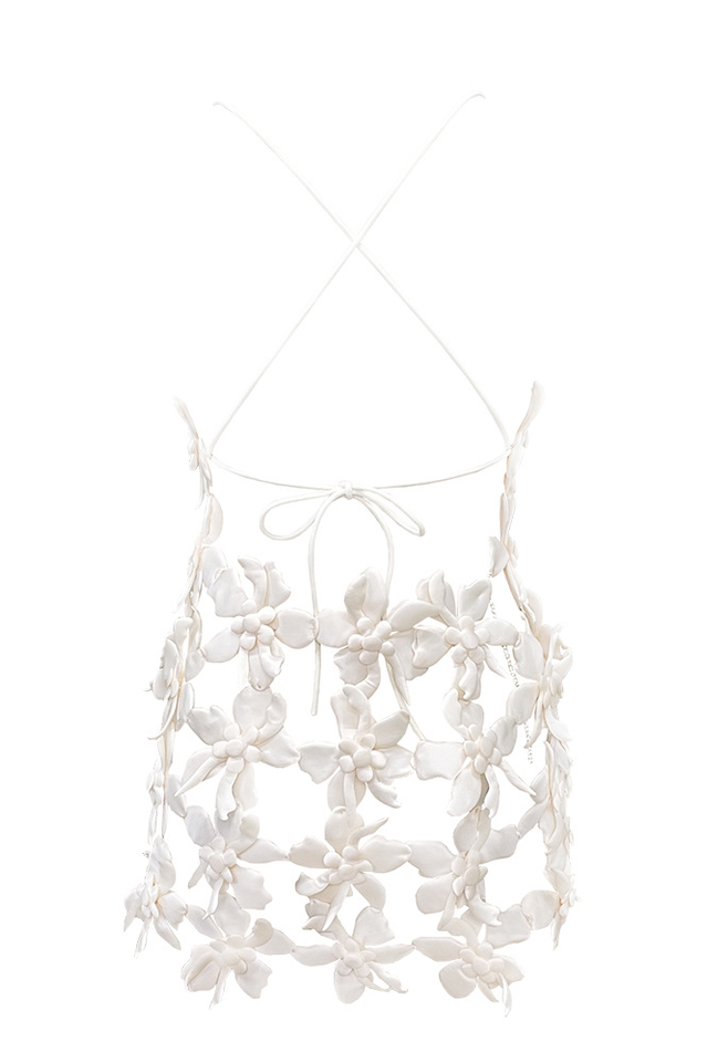 3D Appliqué Petal Mesh Dress