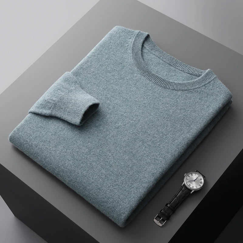 Men Pure Wool Sweater | Casual Pullover | Cashmere Knitting Grey stone green