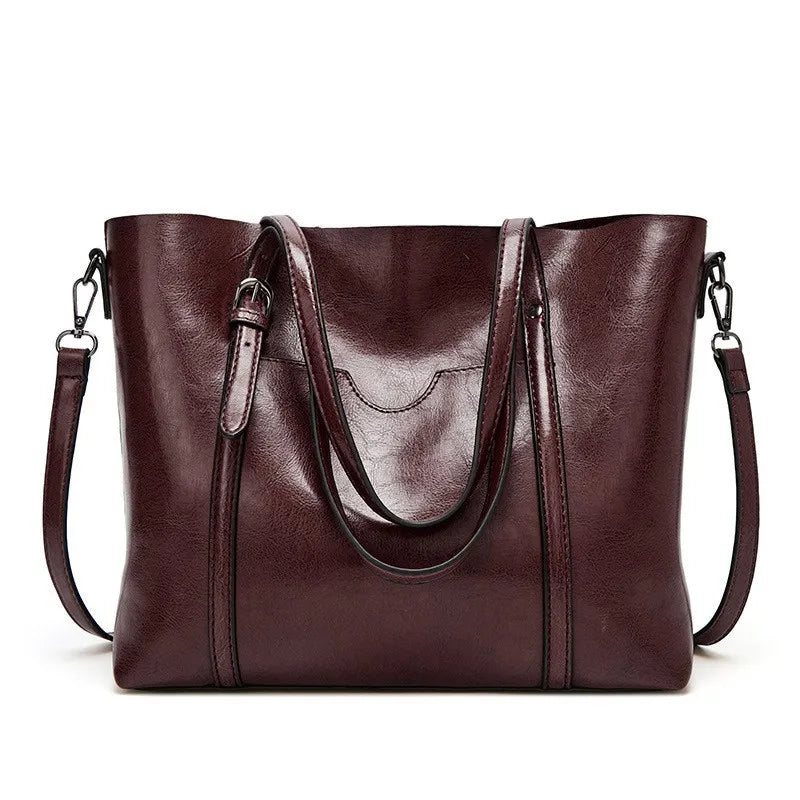 Women Tote Shoulder Bag | Oil Wax Leather Handbag Coffee