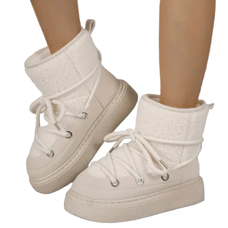 Women Winter Thick-Soled Snow Boots | Mid-Length Warm Boots White