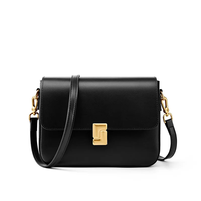 Women Leather Satchel Shoulder Bag black