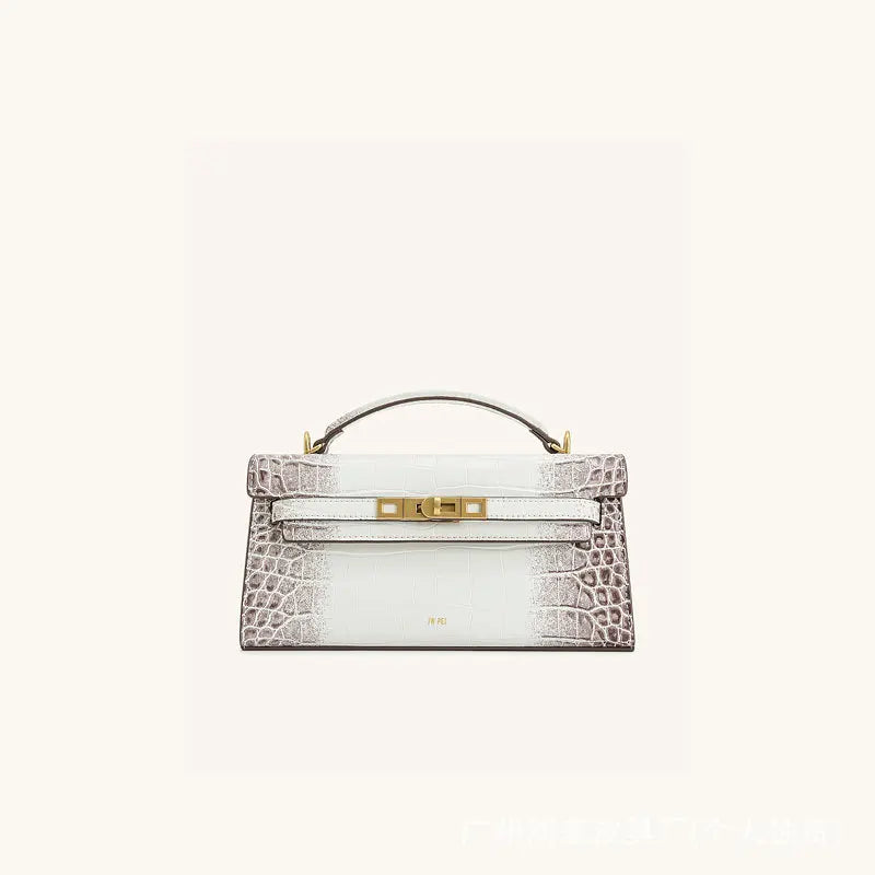 Women Leather Top Handle Bag | Crocodile Pattern Handbag | Crossbody Bag white