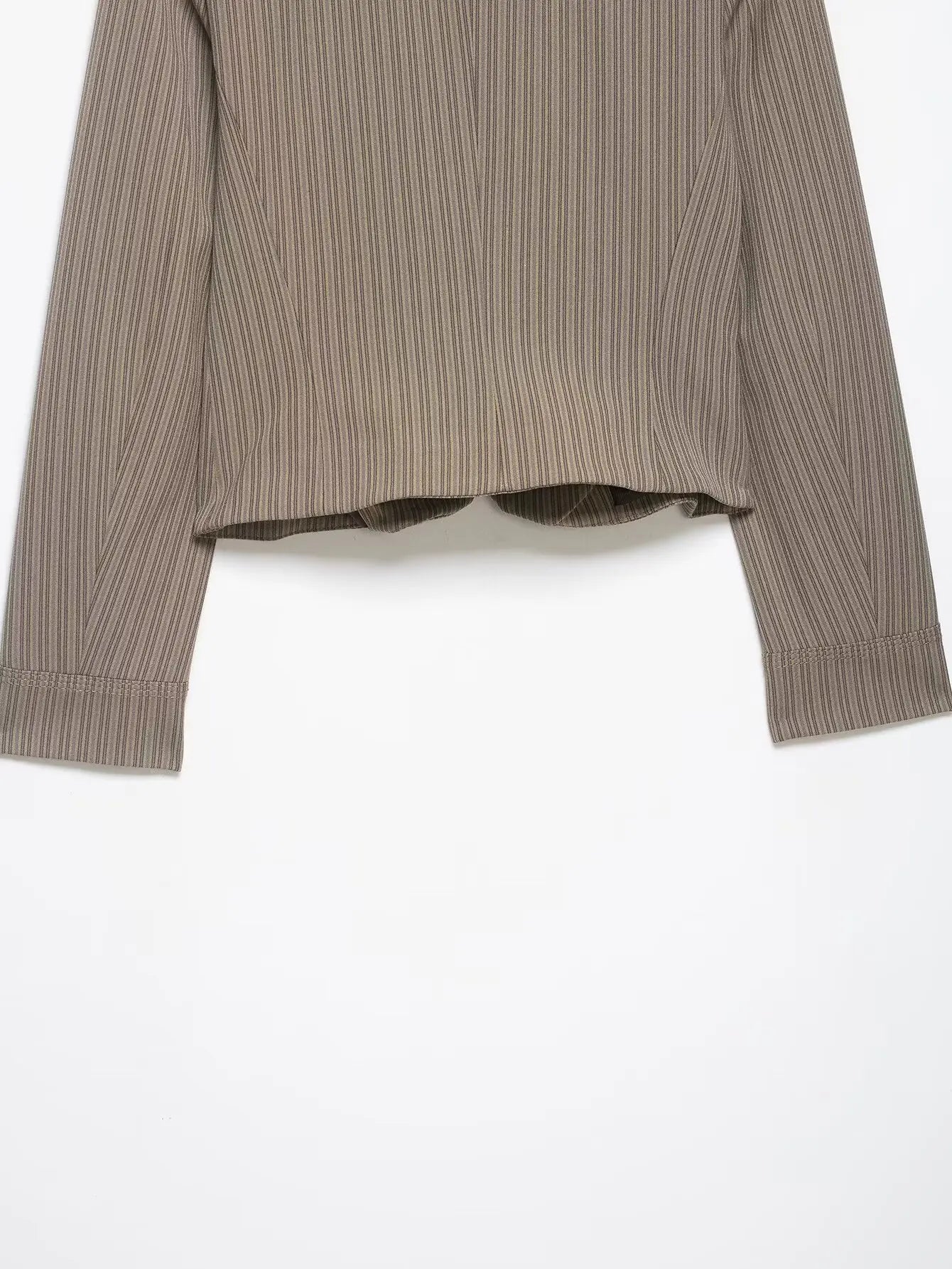 Women Short Coat | Spring | Striped Short Blazer | Long Sleeves | Napoleon Jacket