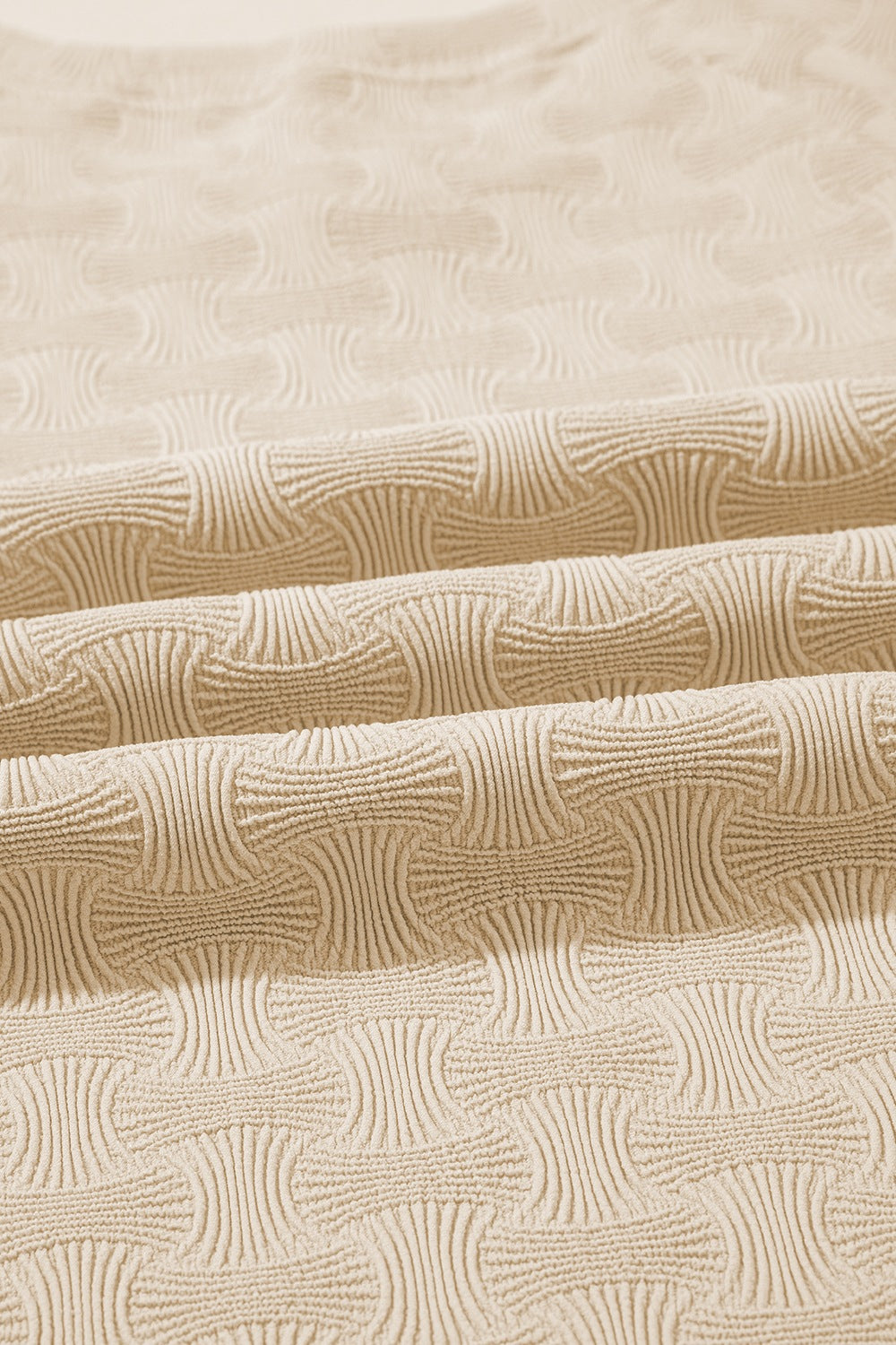 Textured Crew Neck Cap Sleeve Slim T Shirt