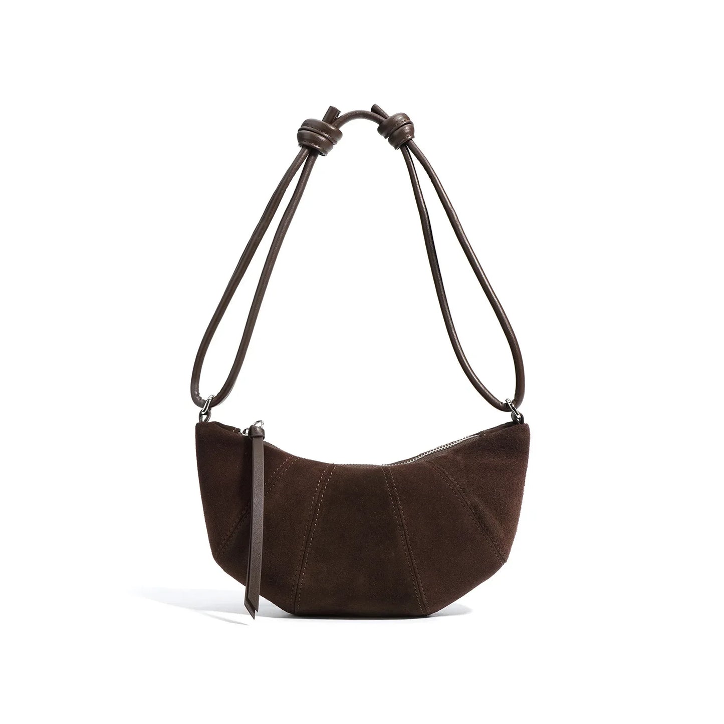 Women Leather Suede Dumpling Crossbody Bag dark coffee