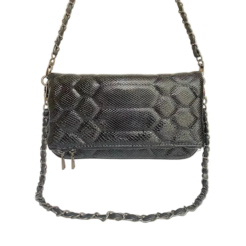 Women Crossbody Bag | Shoulder Bag | Envelope Bag | Wing Chain Bag | Leather Snake Pattern