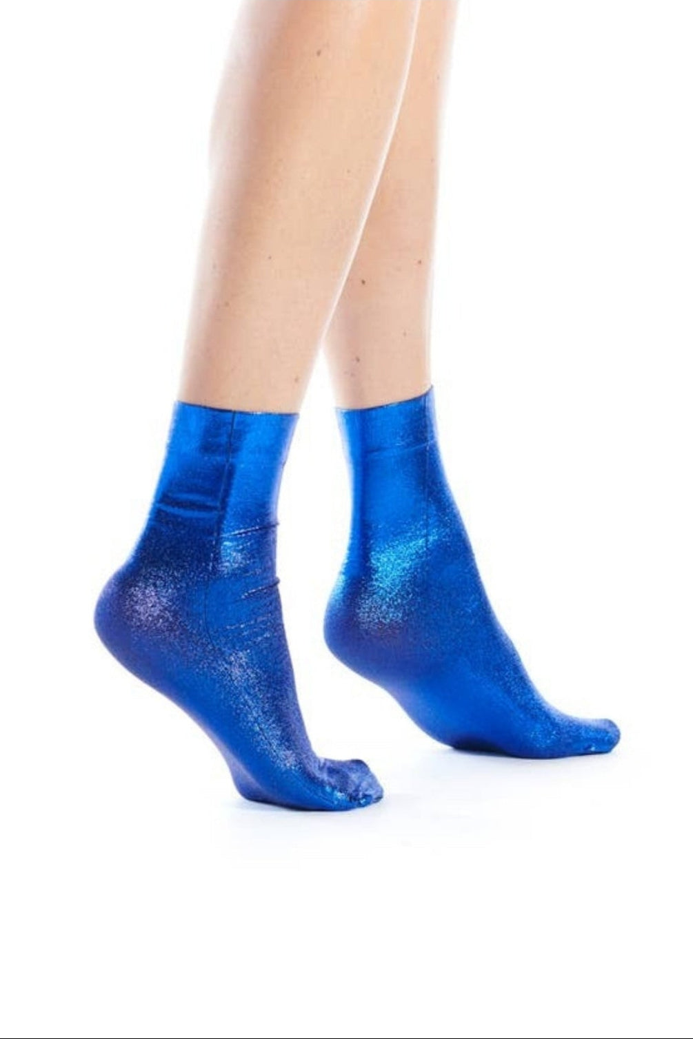 Blue Glittering Ankle Socks