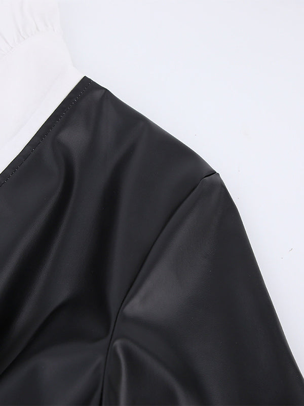 Mini-robes à manches bouffantes amples, élastiques, plissées, fendues, col Claudine