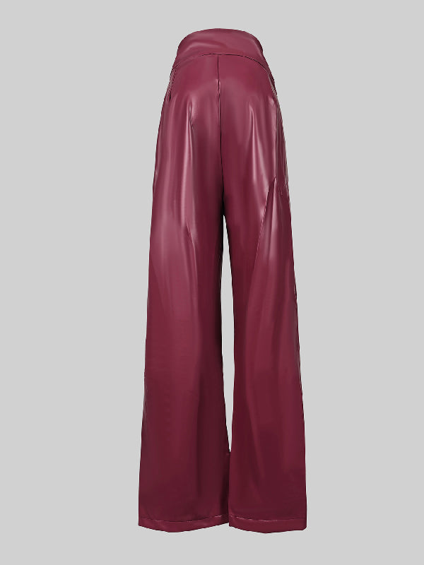 Long Sleeves Puff Sleeves Asymmetric Knot Solid Color Off-The-Shoulder Shirts Top + Pants Bottom Two Pieces Set