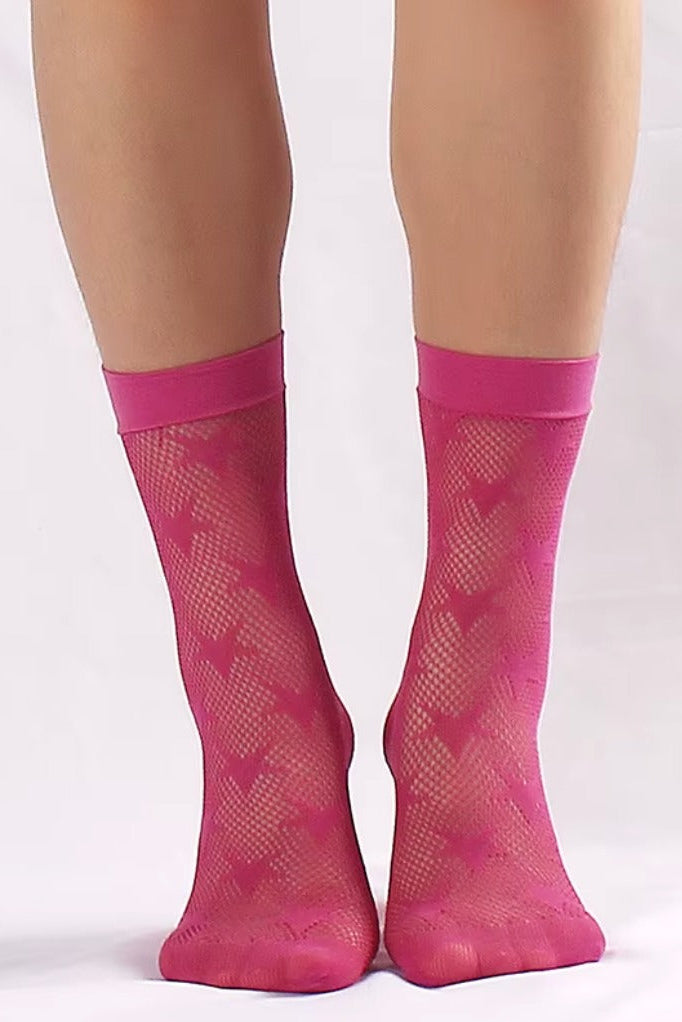 Star Banded Fishnet Socks