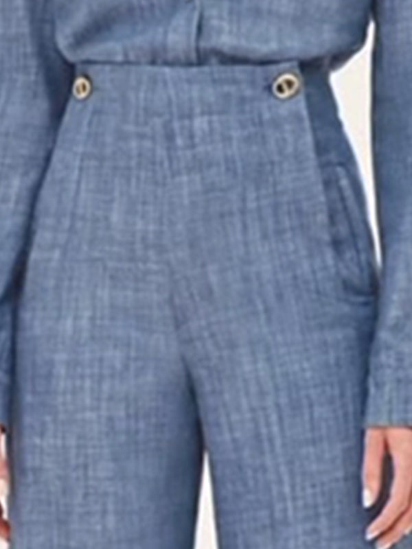 Hose mit geradem Bein und hoher Taille und Schlitz