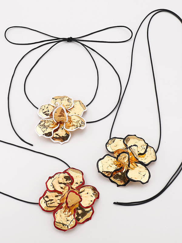 Flower Shape Tied Necklaces Accessories